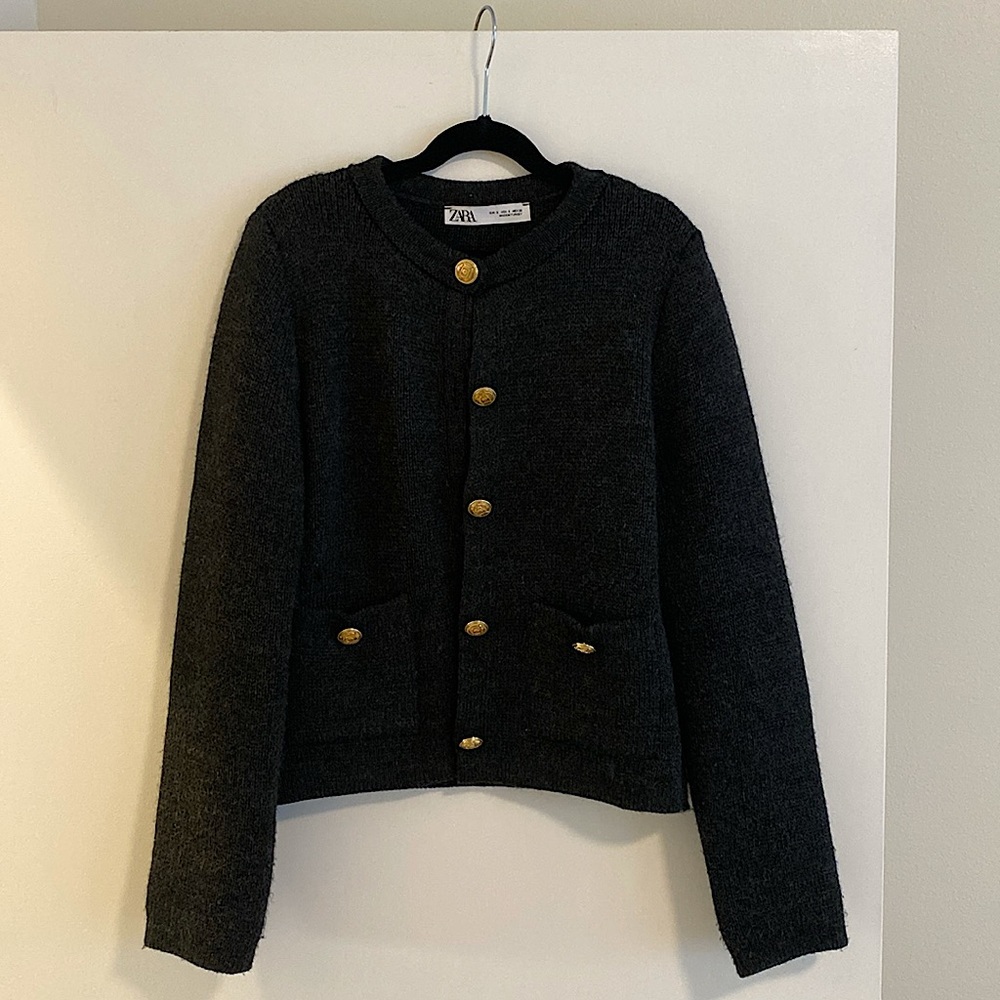 Zara Golden Button Knit Cardigan, Size S